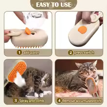 3-in-1 Steam Cat Brush Pet Hair Remover